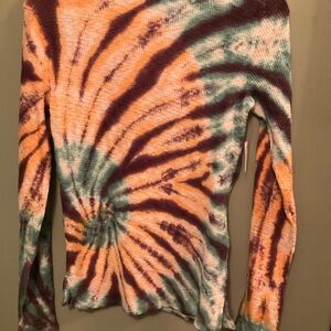 We The Free by Free People Tie-Dye Long Sleeve  Stretch Top New W/Tags Size L
